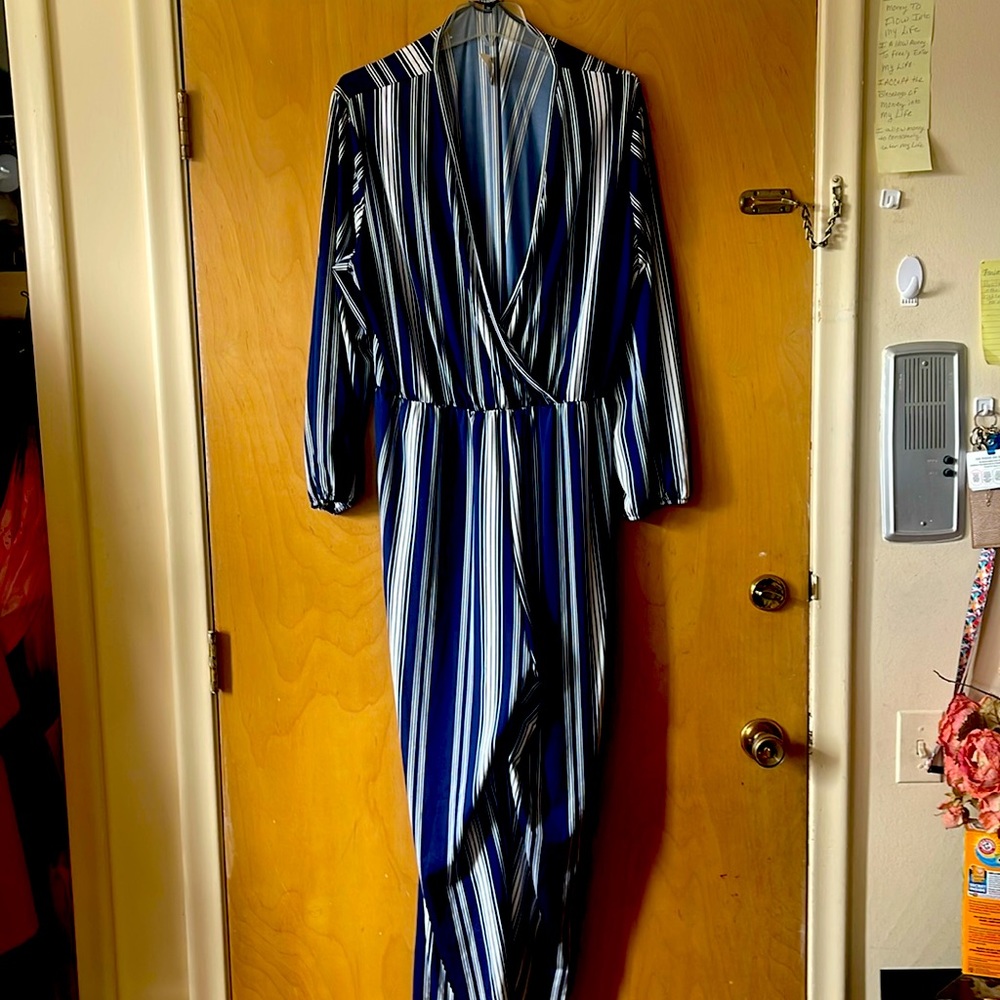 Women Blue and White Jumpsuit